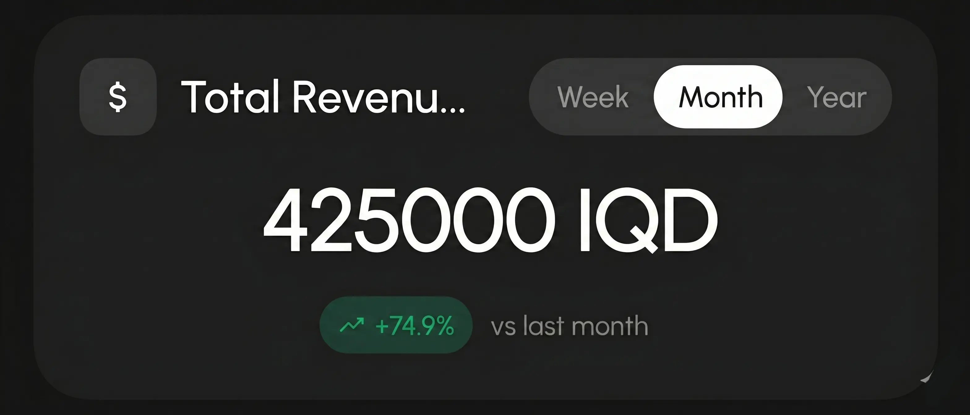 Revenue tracking dashboard mockup