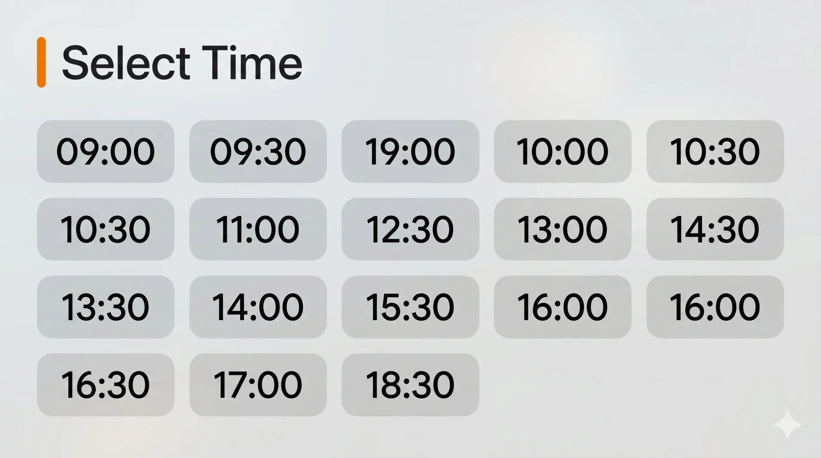 Calendar UI mockup showing available slots